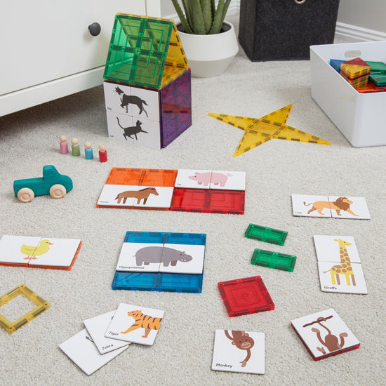 Magnetic Tile Topper - Duo Animal Puzzle Pack (40 Piece)